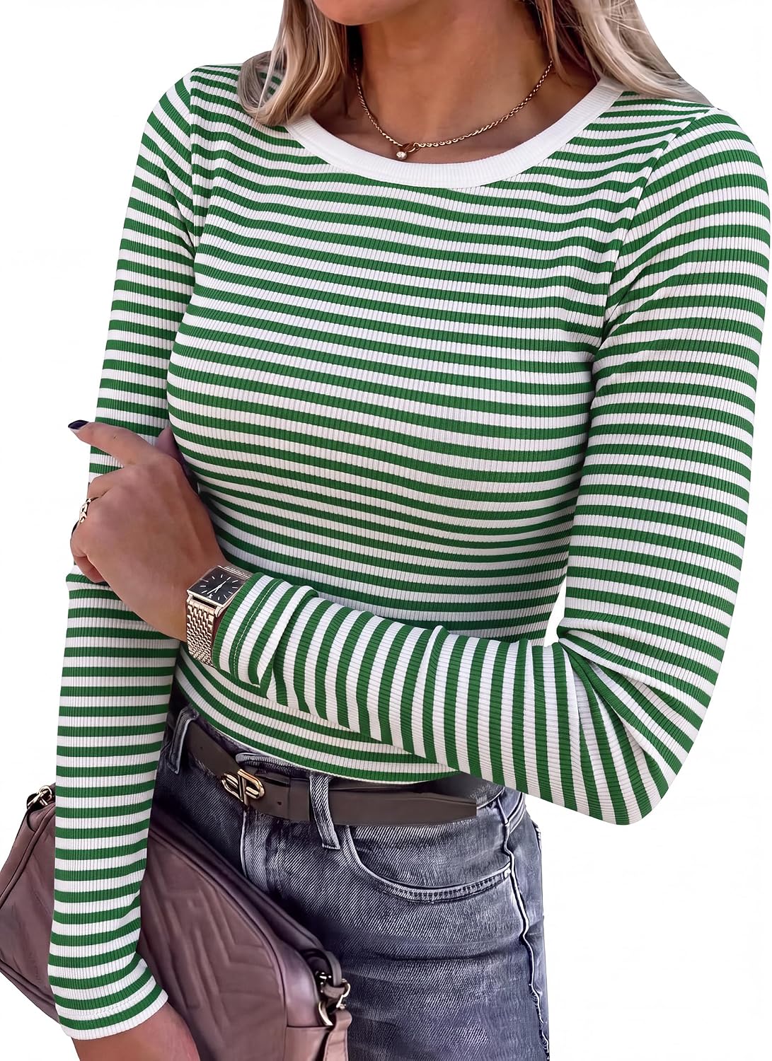 Glow Unbound Women Long Sleeve Shirts Ribbed Fitted Tops