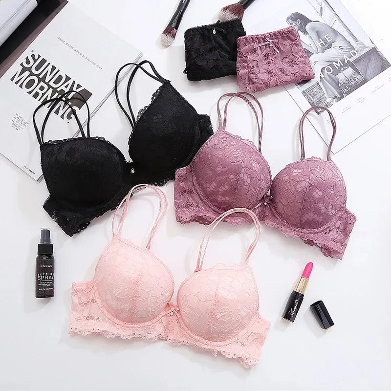 Glow Unbound LLC floral lace push-up bra and panty set