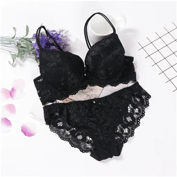 Glow Unbound LLC floral lace push-up bra and panty set