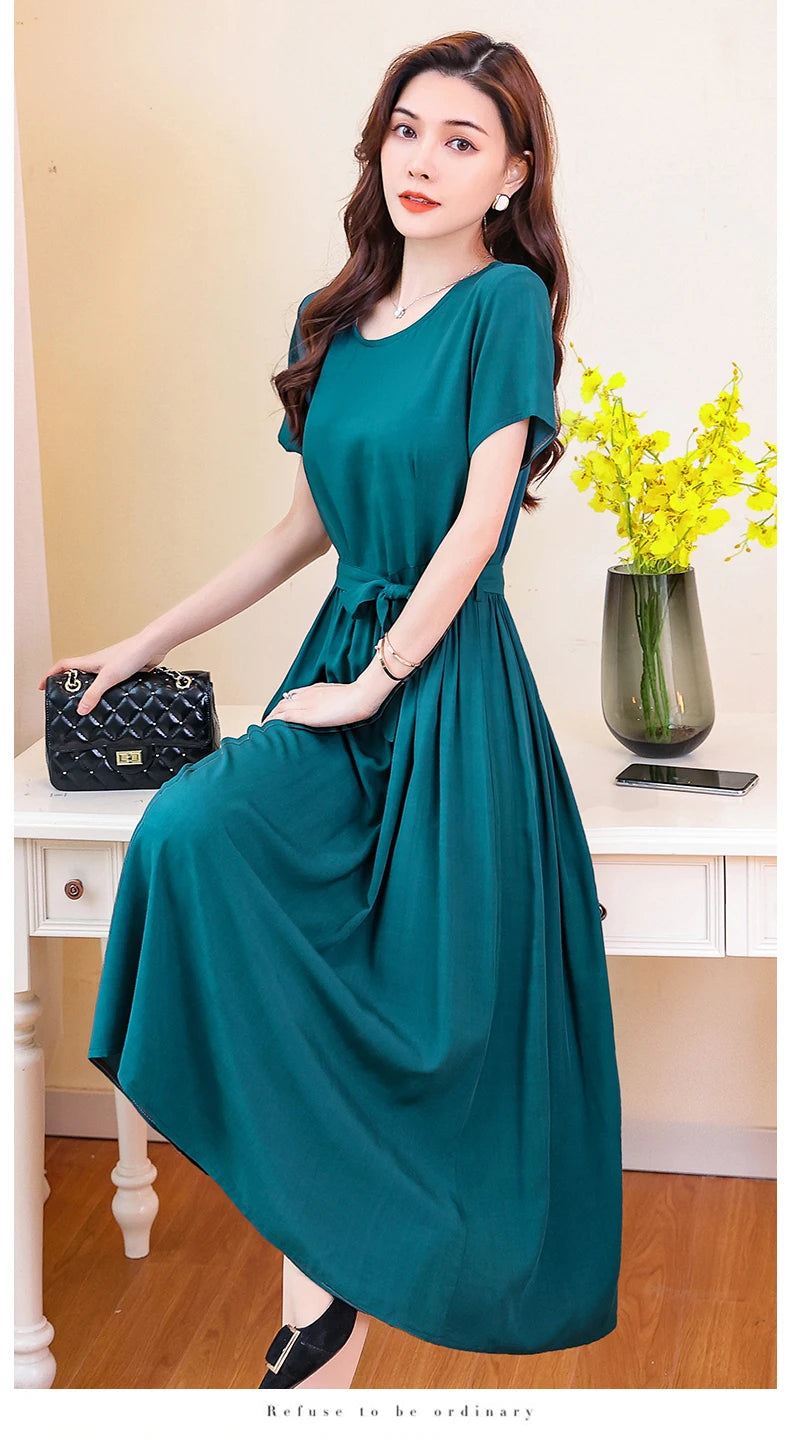 Glow Unbound LLC short-sleeve viscose midi dress