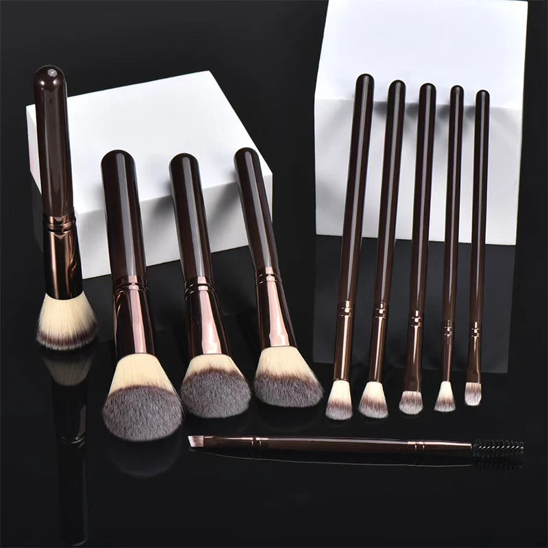 10-Piece Wooden-Handle Makeup