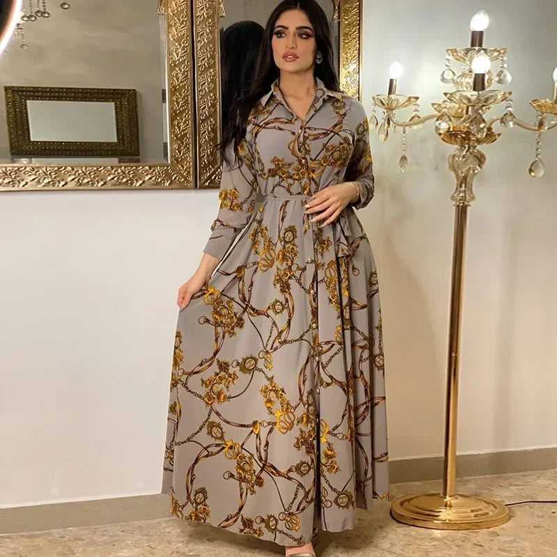 Glow Unbound LLC printed maxi shirt dress