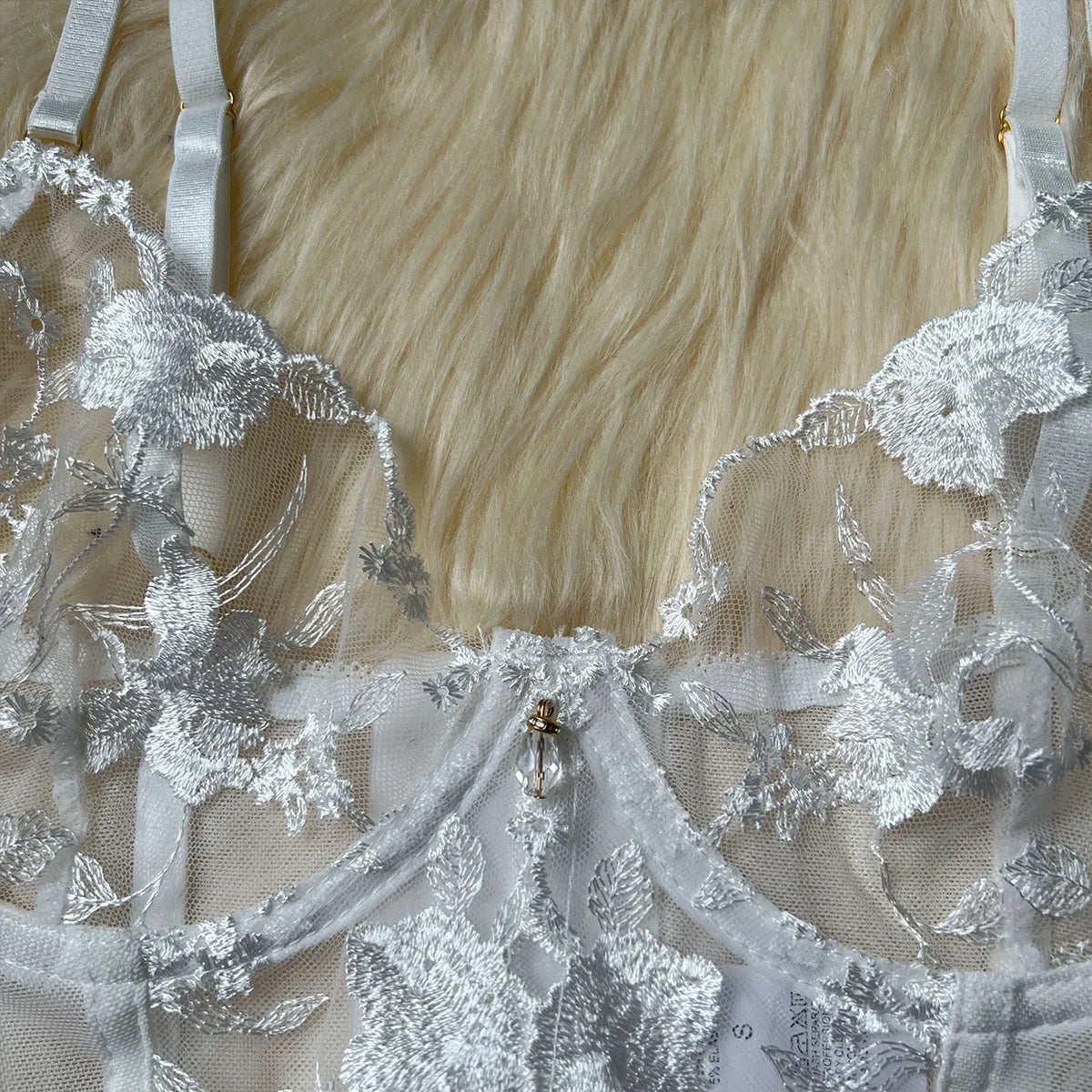 Black Sheer Embroidered Lace Lingerie Set Sizes S to L