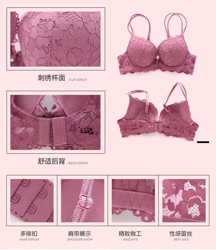 Glow Unbound LLC floral lace push-up bra and panty set