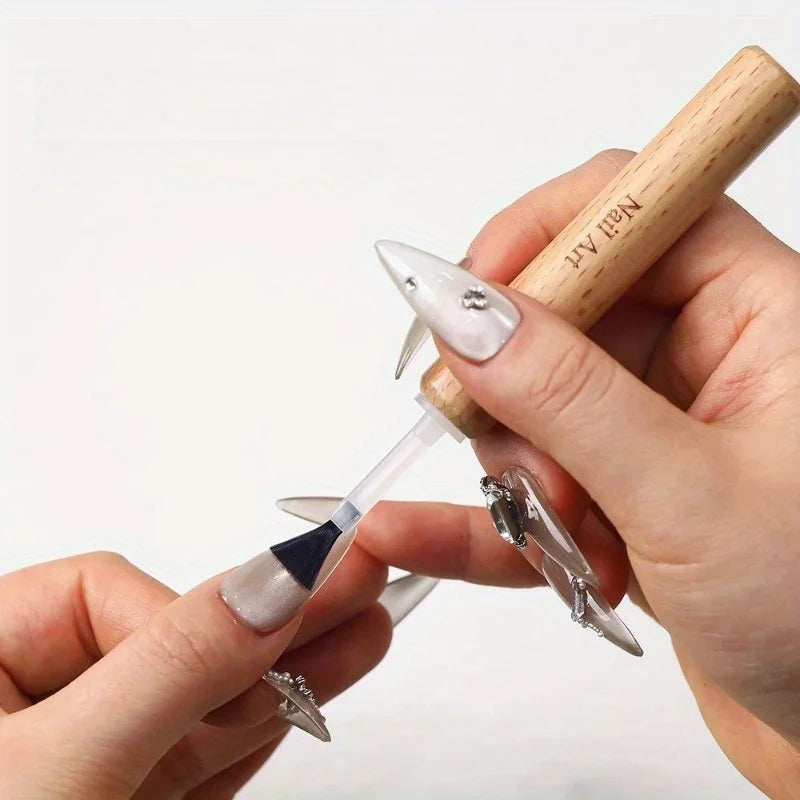 Nail Art Brush Set with Detachable Wooden Handle