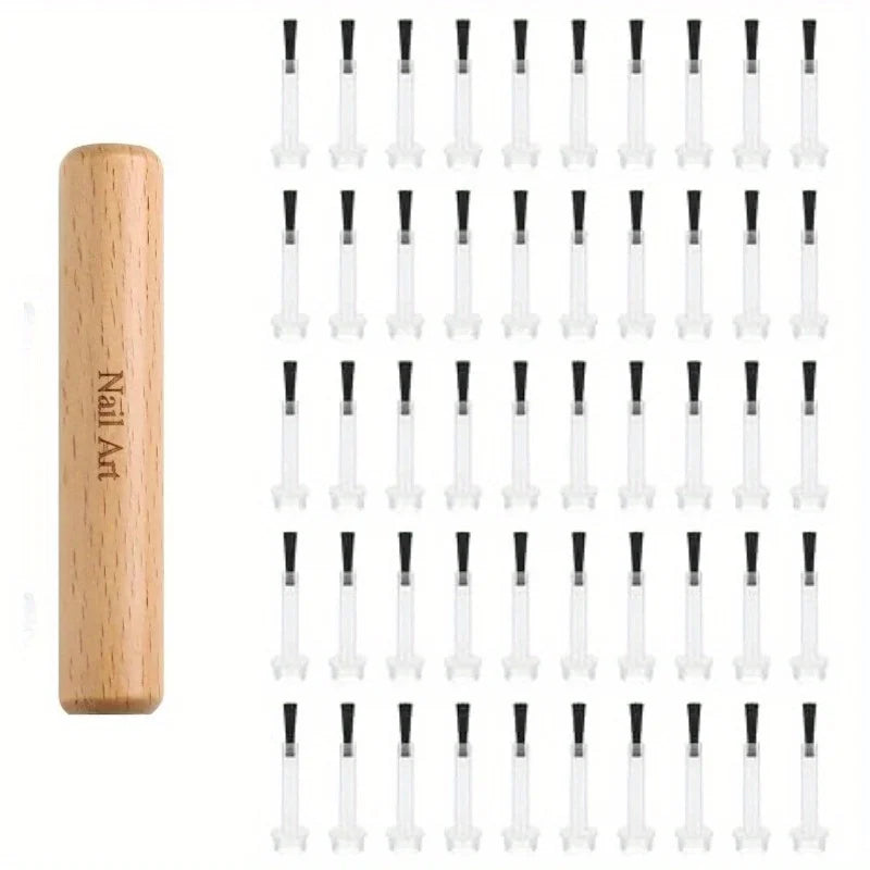 Nail Art Brush Set with Detachable Wooden Handle