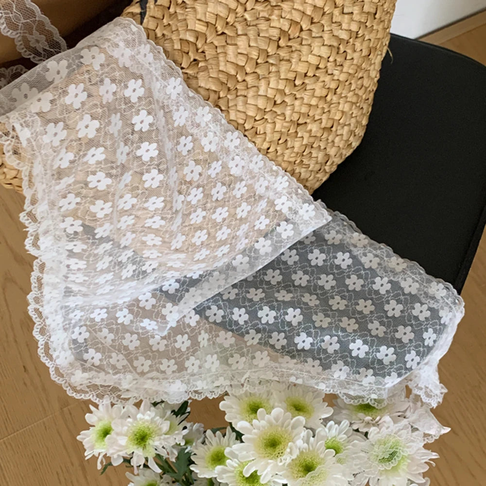 White Floral Lace Triangle Headscarf