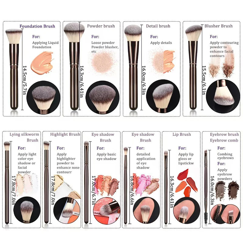10-Piece Wooden-Handle Makeup
