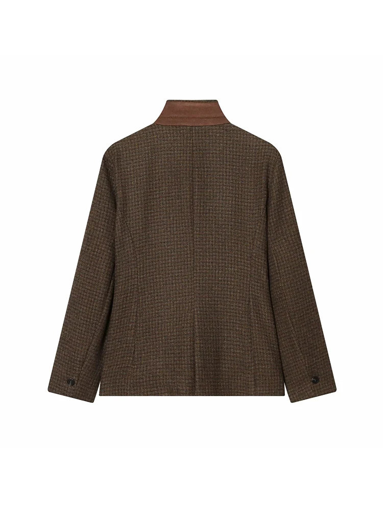 Glow Unbound LLC slim plaid collarless blazer
