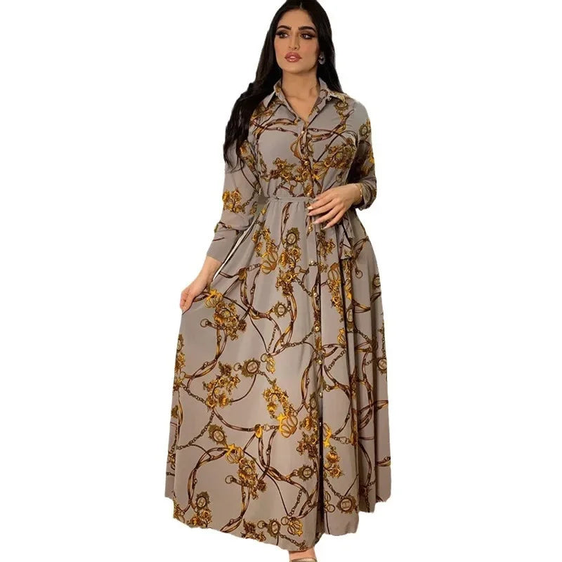 Glow Unbound LLC printed maxi shirt dress