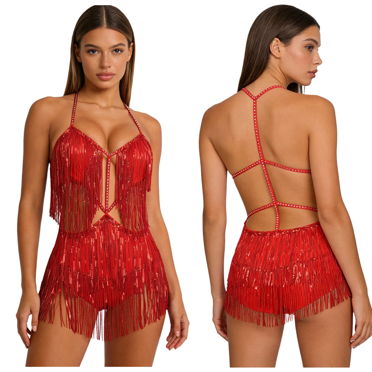 Sequin Fringe Dance Bodysuit