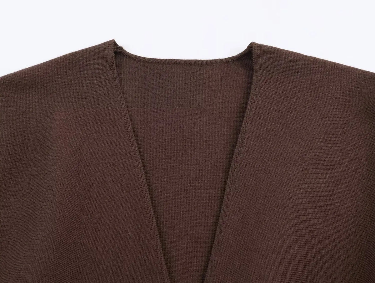 Glow Unbound LLC brown belted V-neck knit cardigan