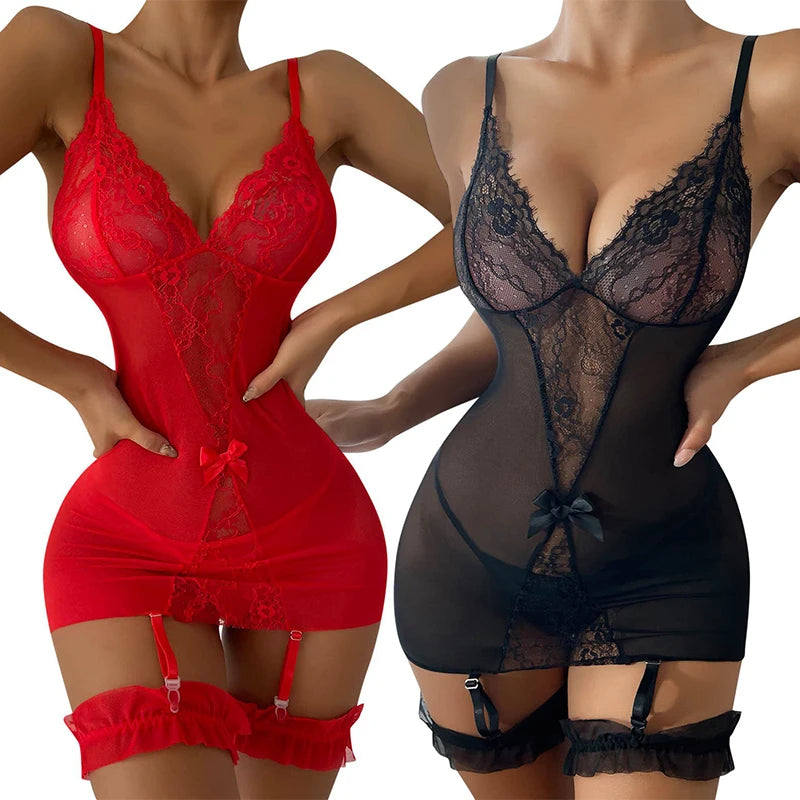 Lace Mesh See-through Camisole Dress