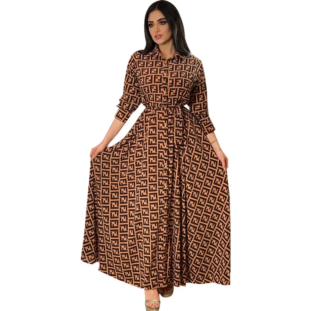 Glow Unbound LLC printed maxi shirt dress