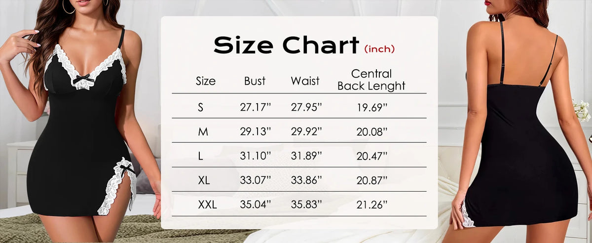 Stretch Lace-Trim Slip Nightie in 5 Colors Sizes S to 5XL