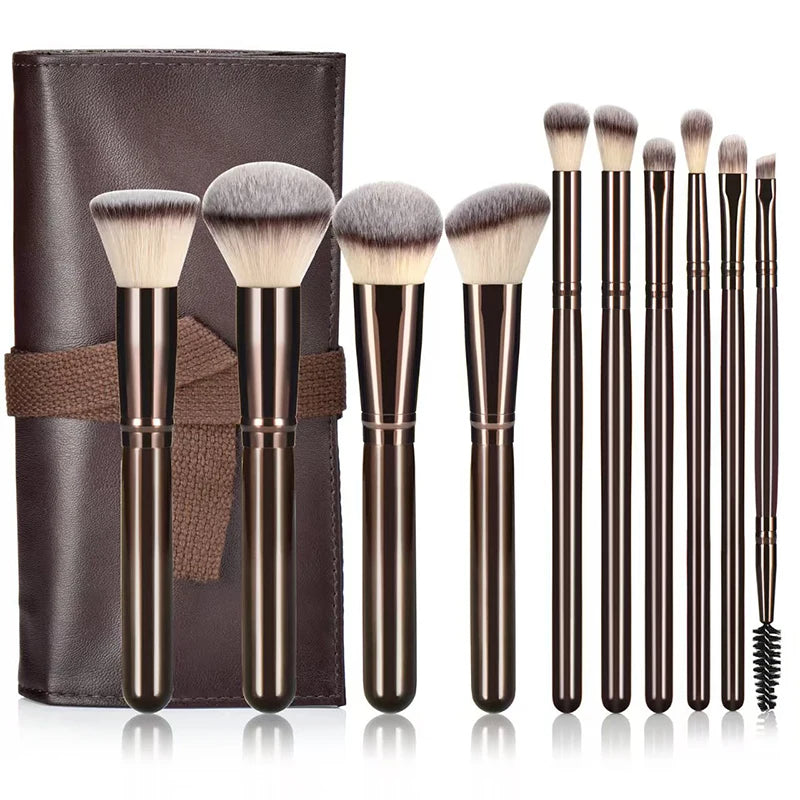 10-Piece Wooden-Handle Makeup