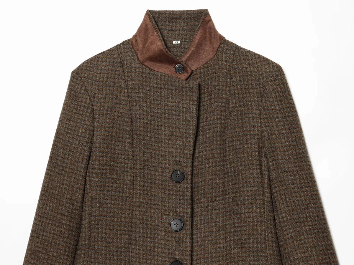 Glow Unbound LLC slim plaid collarless blazer