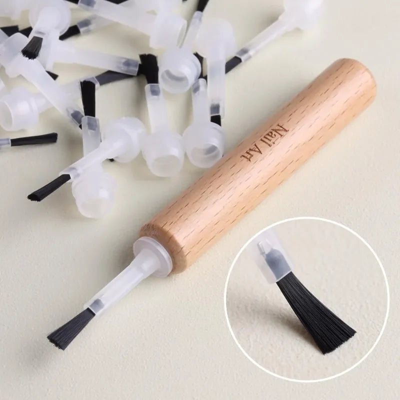 Nail Art Brush Set with Detachable Wooden Handle