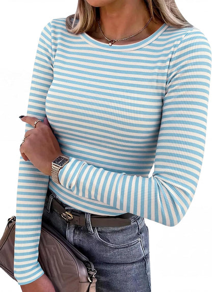 Glow Unbound Women Long Sleeve Shirts Ribbed Fitted Tops