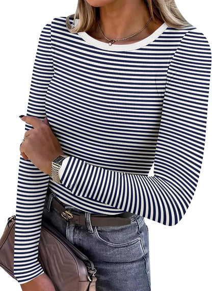 Glow Unbound Women Long Sleeve Shirts Ribbed Fitted Tops