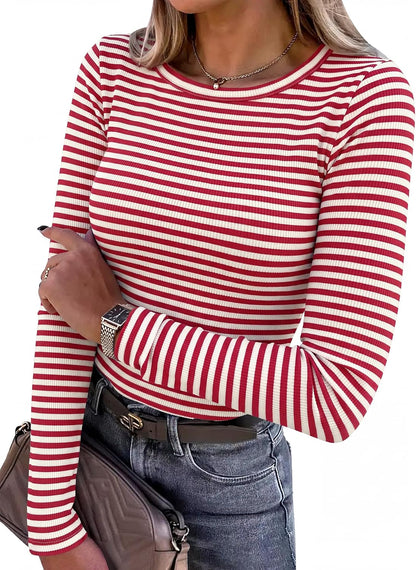 Glow Unbound Women Long Sleeve Shirts Ribbed Fitted Tops