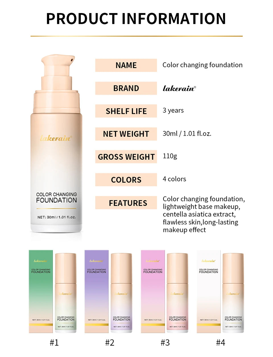 Glow Unbound LLC color changing foundation SPF 30+
