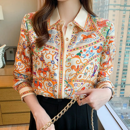 Glow Unbound LLC white floral print button-up blouse