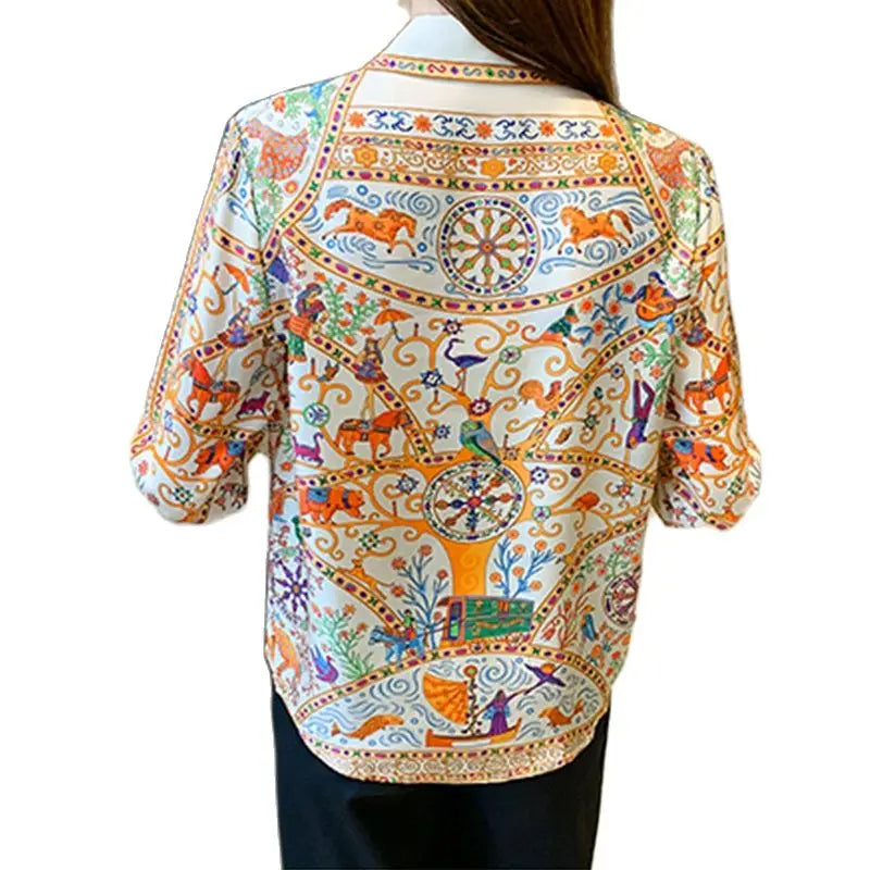 Glow Unbound LLC white floral print button-up blouse