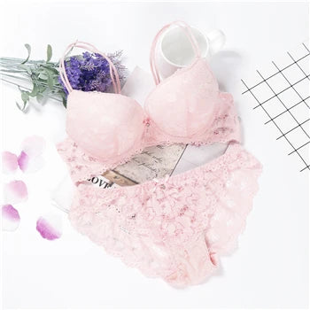 Glow Unbound LLC floral lace push-up bra and panty set