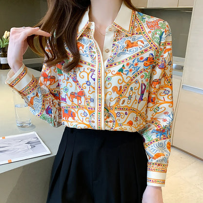 Glow Unbound LLC white floral print button-up blouse