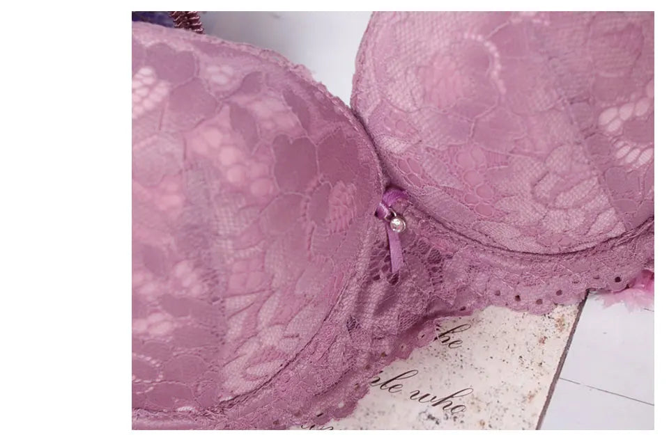 Glow Unbound LLC floral lace push-up bra and panty set
