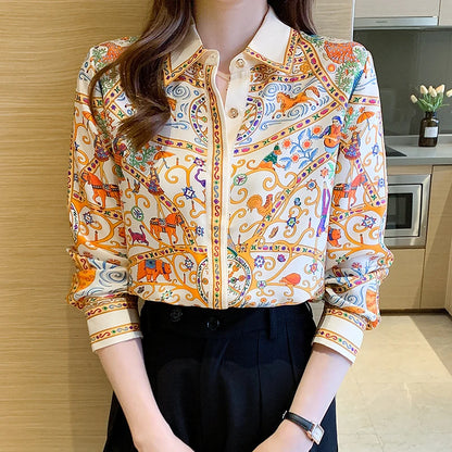 Glow Unbound LLC white floral print button-up blouse