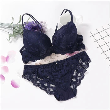 Glow Unbound LLC floral lace push-up bra and panty set
