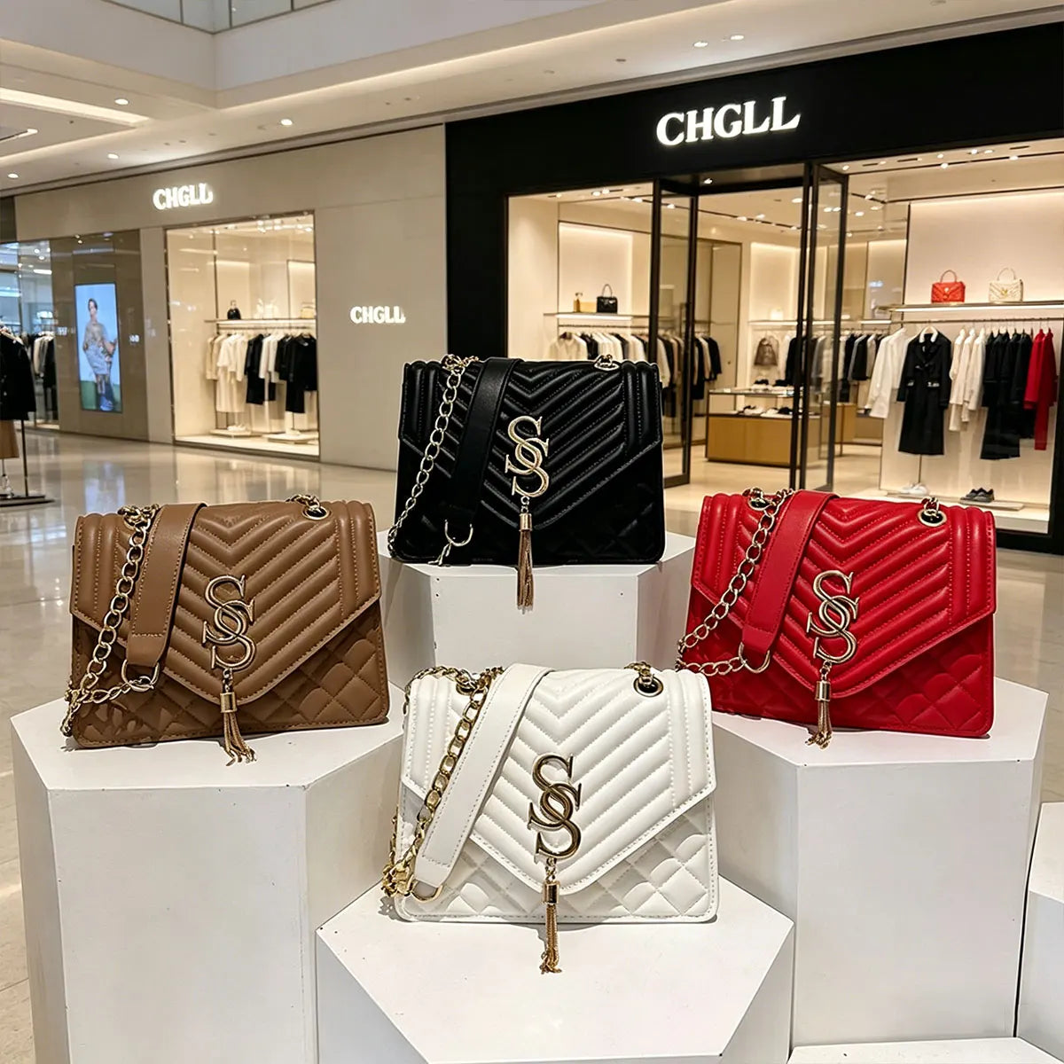 Glow Unbound LLC argyle quilted square crossbody bag