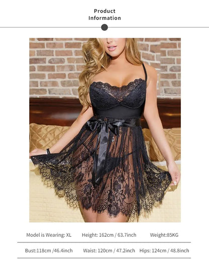 Glow Unbound LLC Black Lace Babydoll Chemise