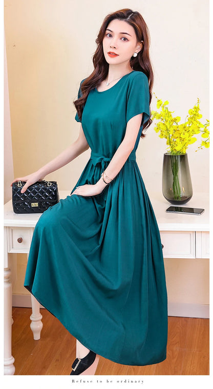 Glow Unbound LLC short-sleeve viscose midi dress