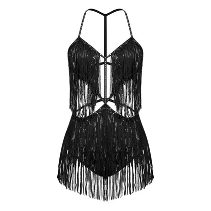 Sequin Fringe Dance Bodysuit