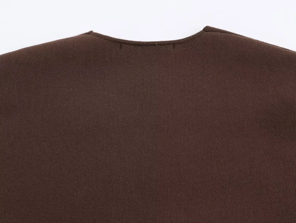 Glow Unbound LLC brown belted V-neck knit cardigan