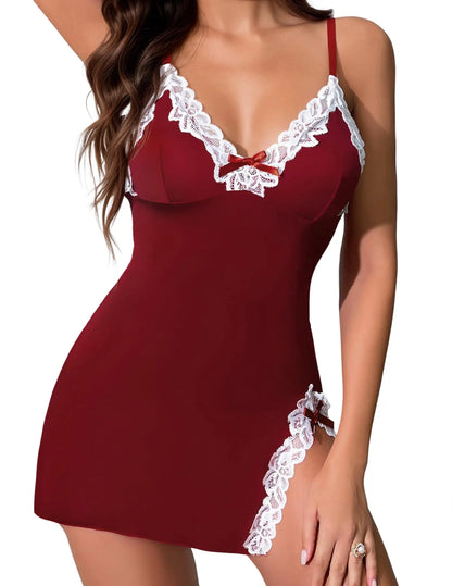 Stretch Lace-Trim Slip Nightie in 5 Colors Sizes S to 5XL