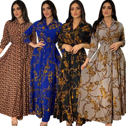 Glow Unbound LLC printed maxi shirt dress