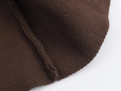 Glow Unbound LLC brown belted V-neck knit cardigan