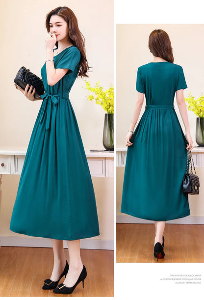 Glow Unbound LLC short-sleeve viscose midi dress