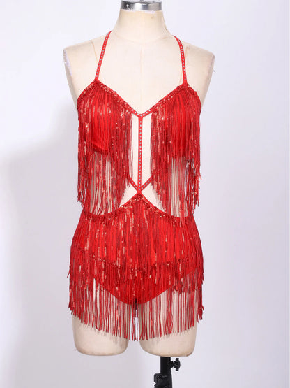 Sequin Fringe Dance Bodysuit