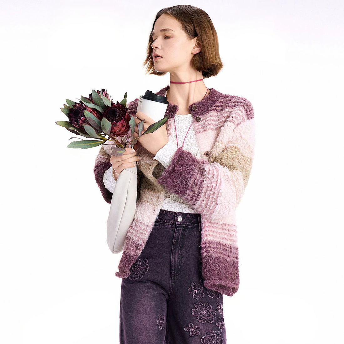 Glow Unbound LLC floral embroidered contrast jacket