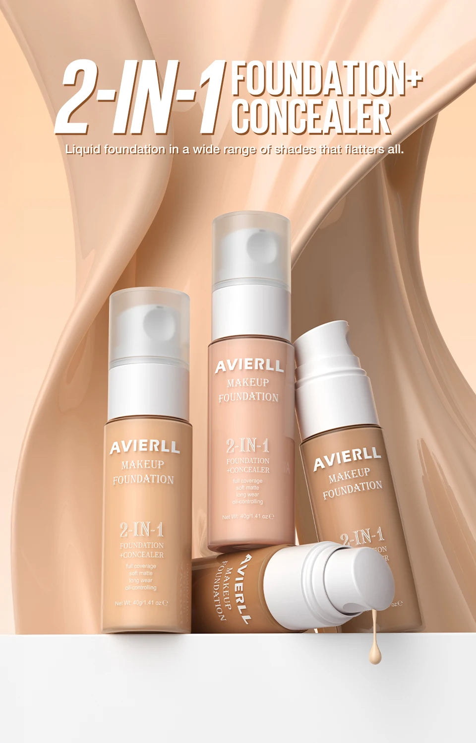  Waterproof Face Makeup, Moisturizing Foundation