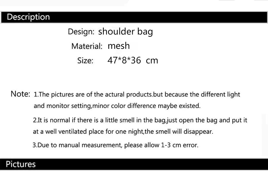 Glow Unbound LLC transparent mesh shoulder tote bag