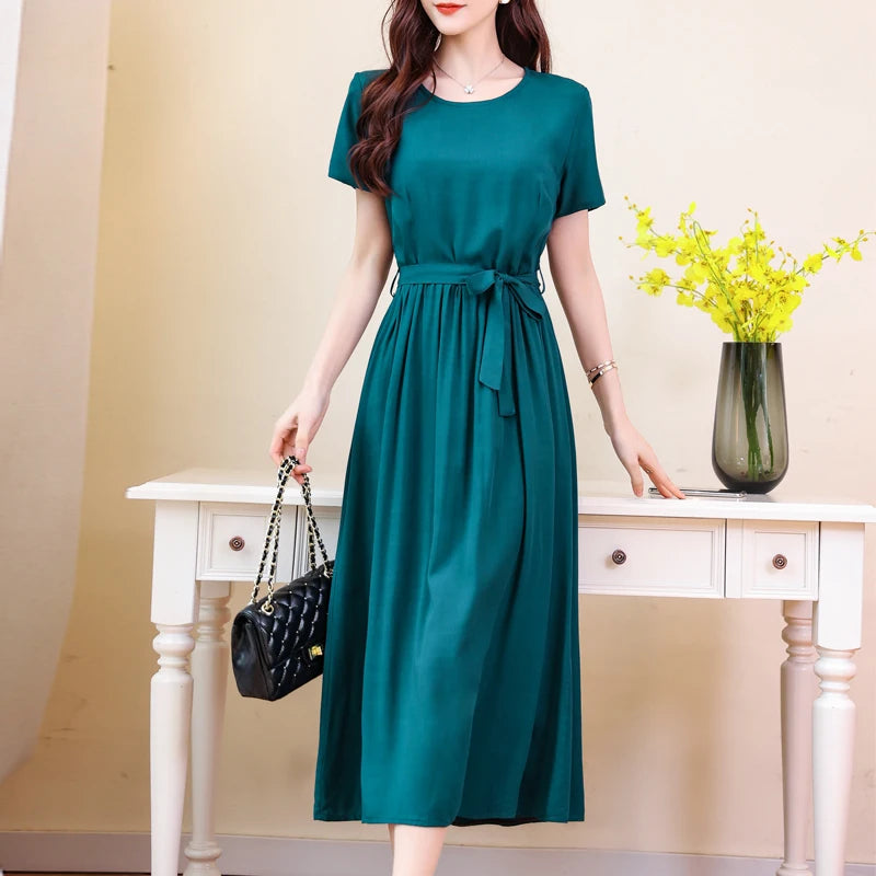 Glow Unbound LLC short-sleeve viscose midi dress
