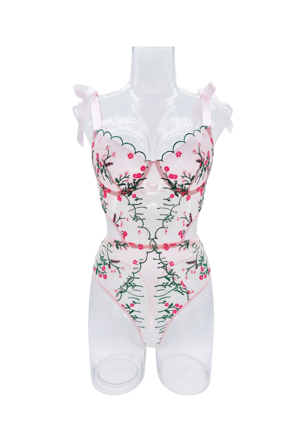 Glow Unbound LLC Floral Lace Bra and Thong Set