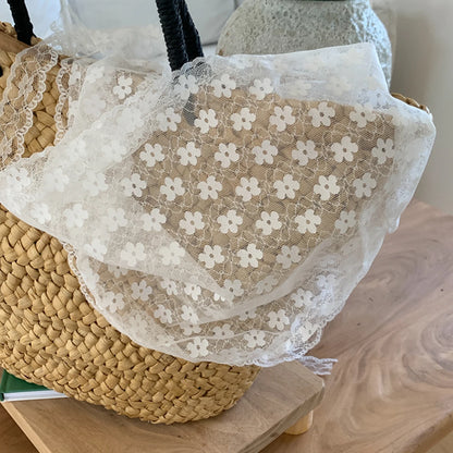 White Floral Lace Triangle Headscarf