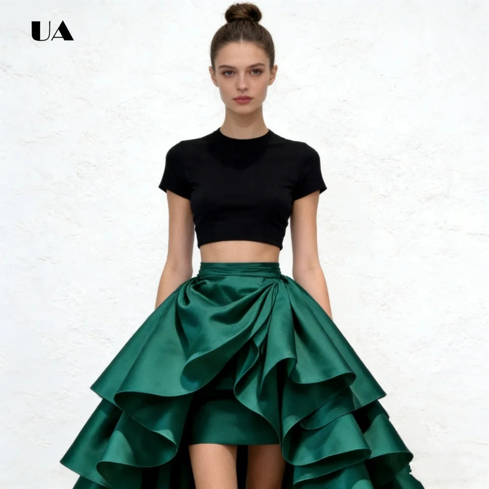 Glow Unbound LLC satin ruffle hi-lo maxi skirt